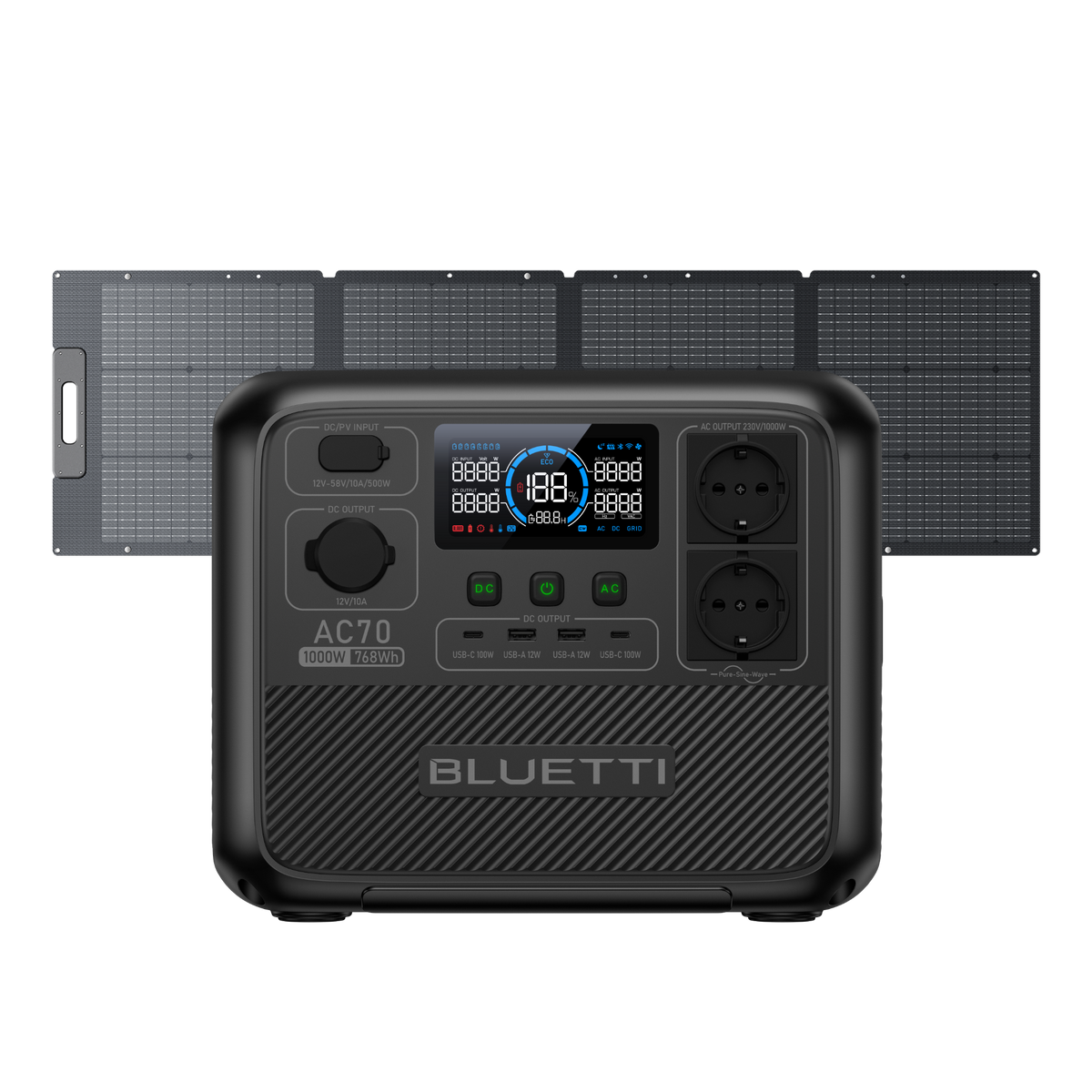 BLUETTI AC70 Estación de energía portátil | 1.000 W 768 Wh