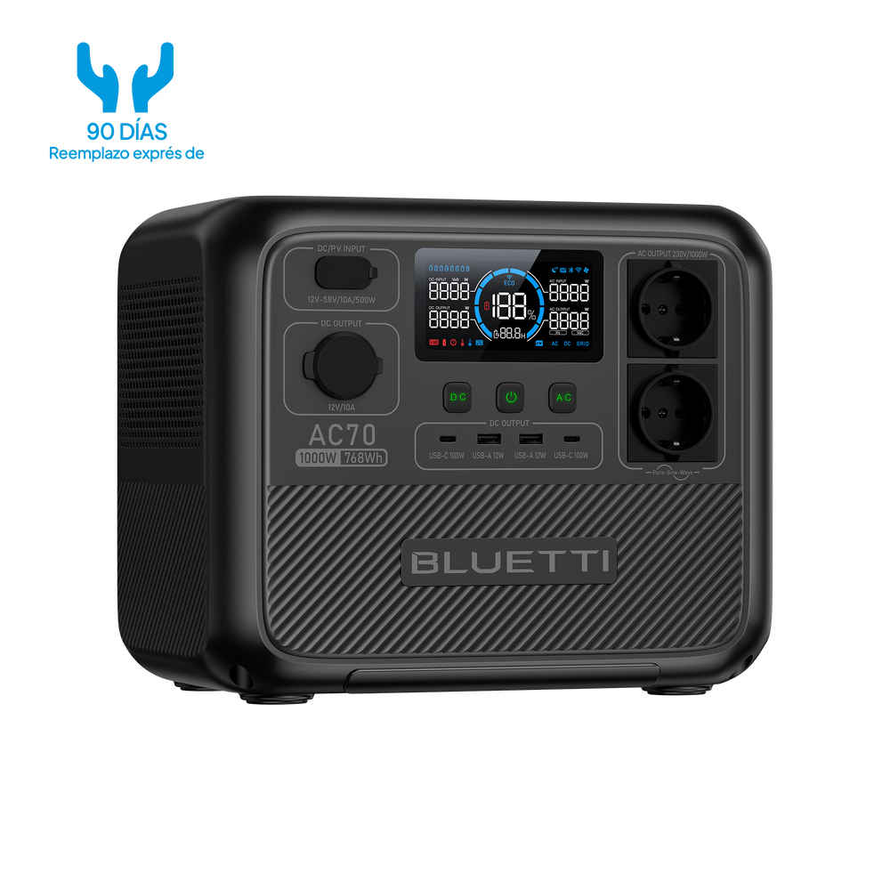 BLUETTI AC70 Estación de energía portátil | 1.000 W 768 Wh