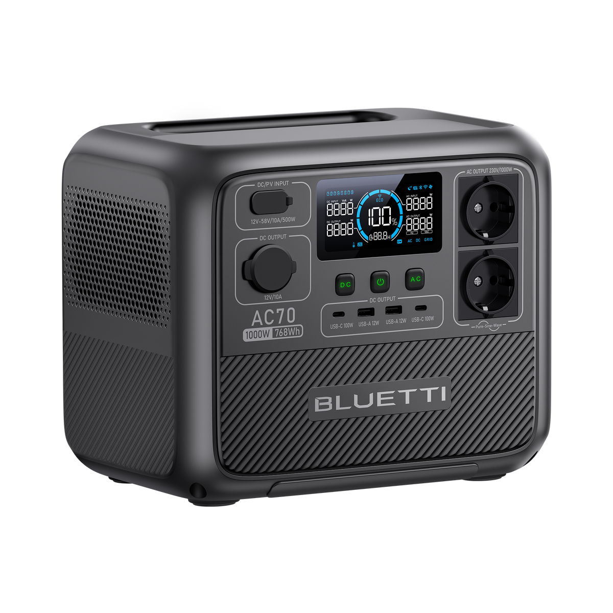 BLUETTI AC70 Estación de energía portátil | 1.000 W 768 Wh